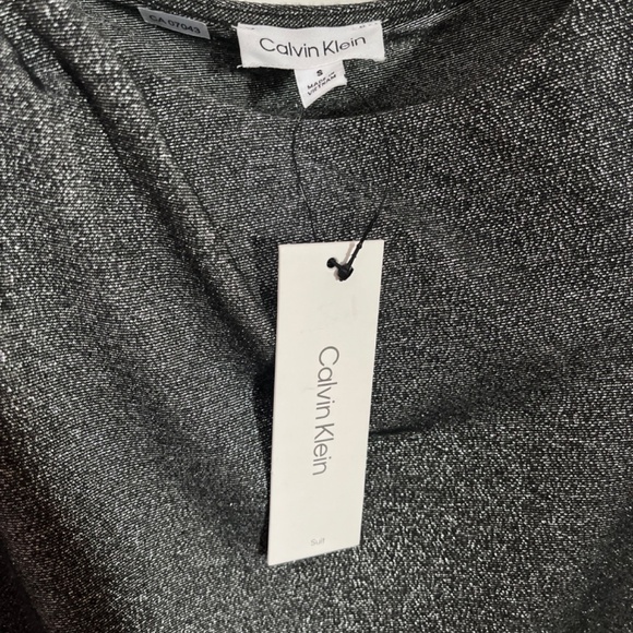 CALVIN KLEIN Black Metallic with Asymmetrical pleats Top Small - Picture 6 of 10